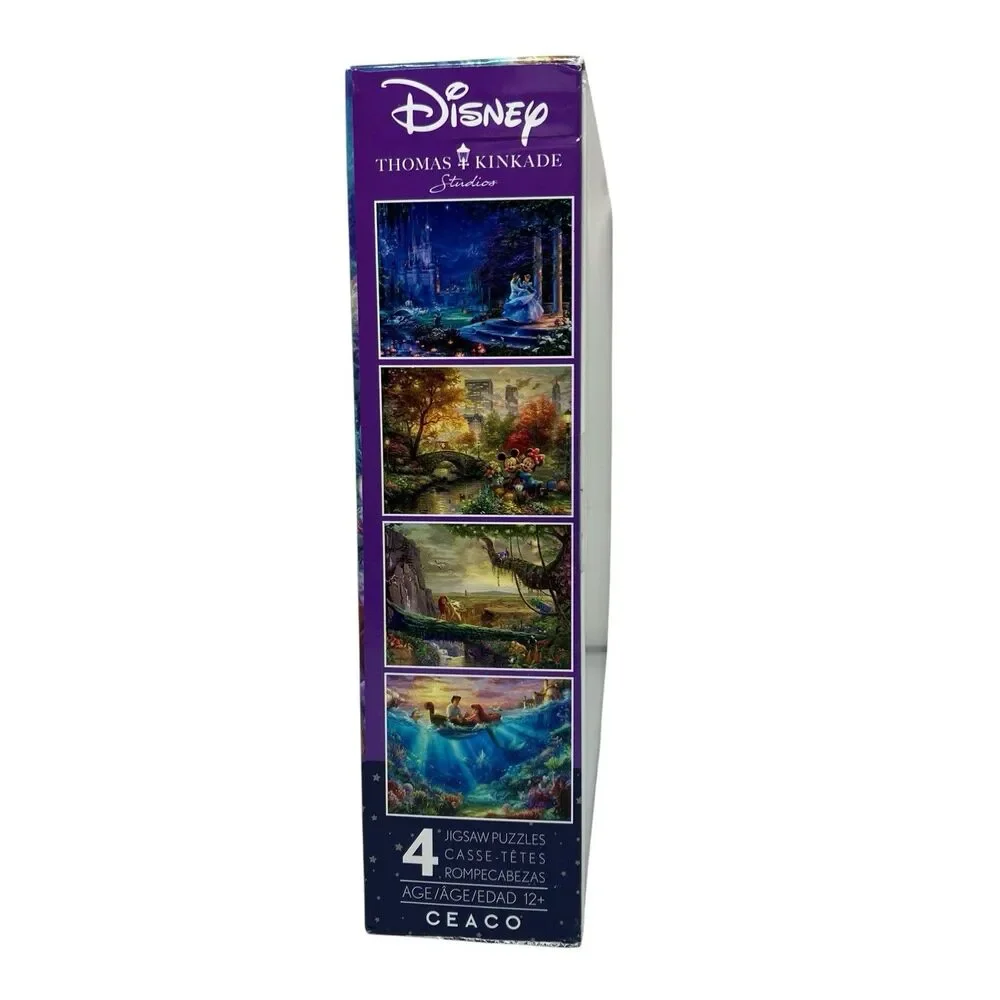 Disney 4 Puzzle Set Cinderella Thomas Kinkade Ariel Lion King 500 Piece Ceaco